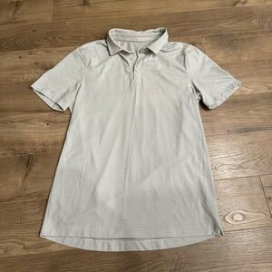 Lululemon Evolution Polo Shirt Mens Gray Striped Performance